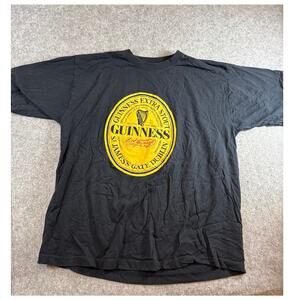 VINTAGE 90s Guinness Extra Stout Shirt Mens Black Graphic Tee Beer Promo XL
